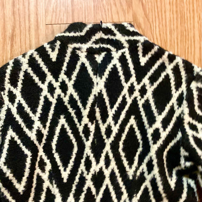 Tucker Black White Diamond Stripe Mini Sweater Dress Womens Small