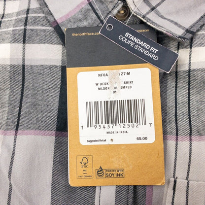 The North Face Berkeley Gray Plaid Organic Cotton Flannel Shirt Womens Medium