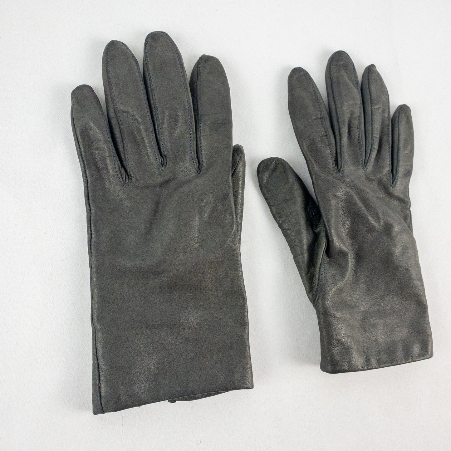 Fownes Vintage Dark Gray Leather Gloves Womens Medium 7