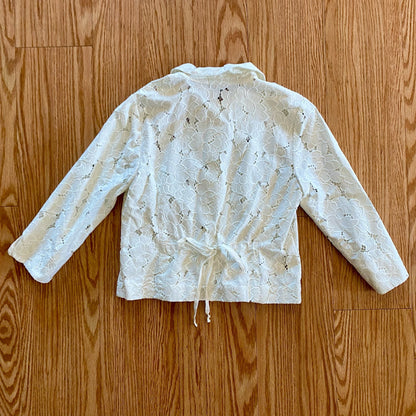 Cabi #5162 Spring Portrait White Floral Lace Shirt Jacket Womens Medium