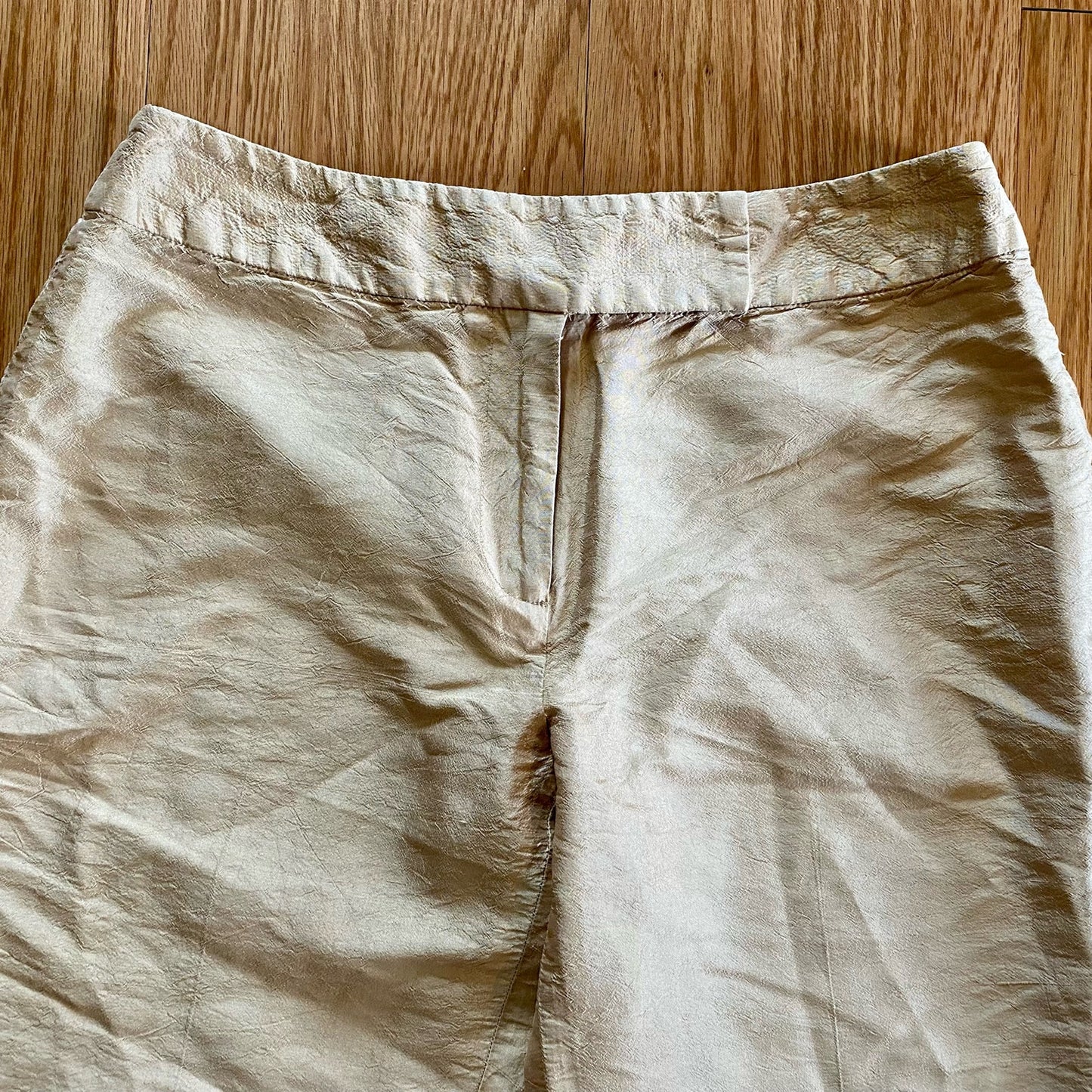 Hugo Buscati Designer Slim Neutral Tan Silk Dress Pants Womens 6