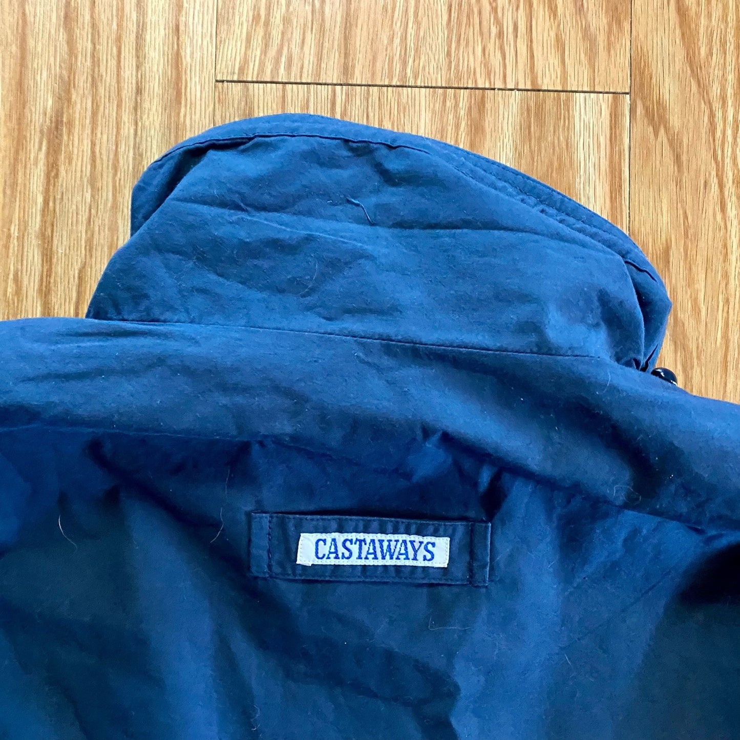 Castaways Vintage Blue Nautical Stripe Windbreaker Jacket Unisex Mens XLarge
