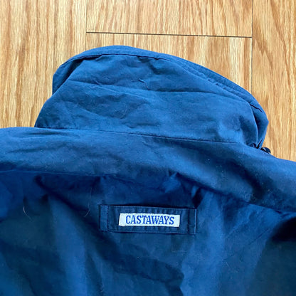 Castaways Vintage Blue Nautical Stripe Windbreaker Jacket Unisex Mens XLarge