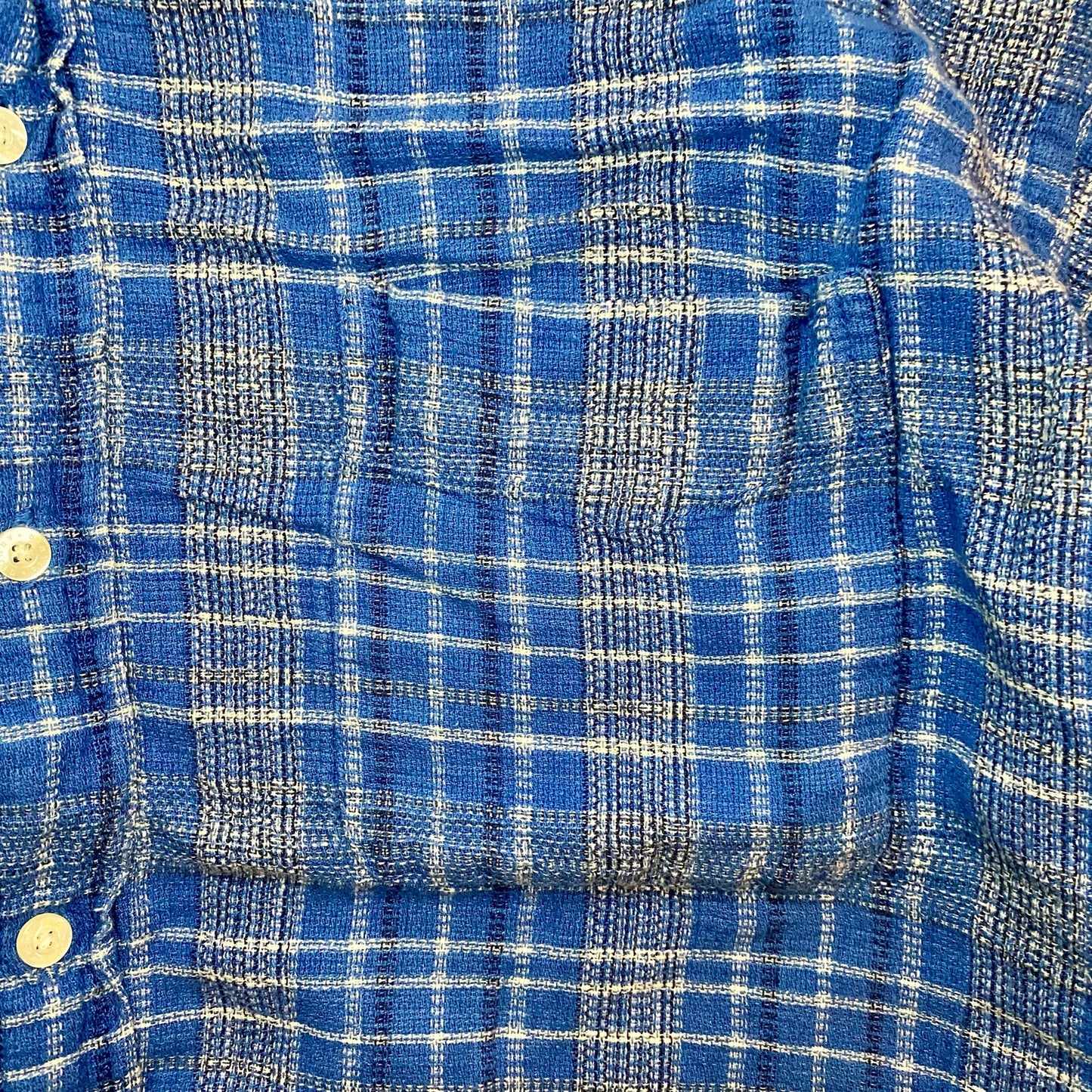 Arnold Palmer Sportswear Vintage Blue Plaid Linen Golf Shirt Mens XLarge