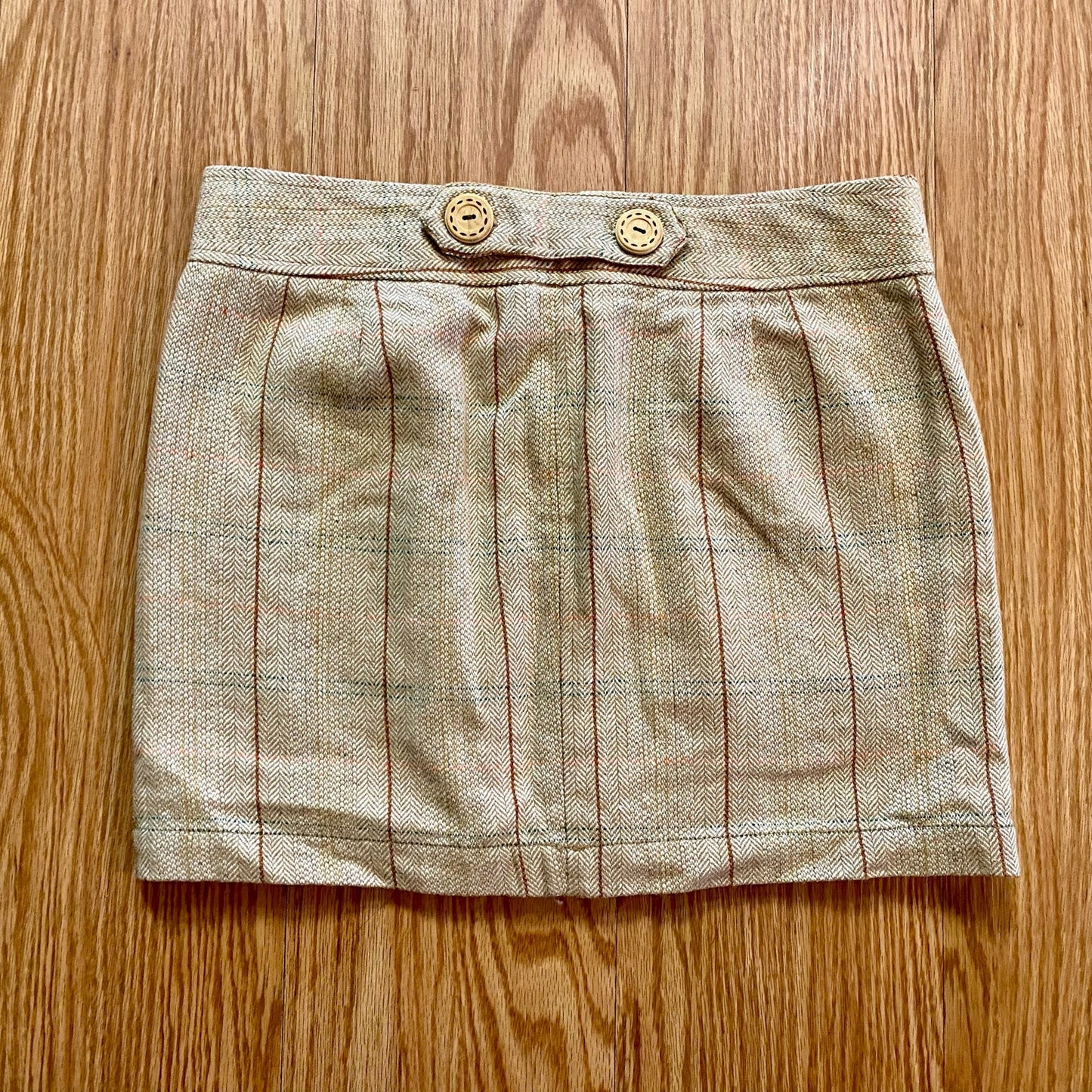 Fossil Tan Plaid Wool Blend Tweed Mini Skirt Womens 4