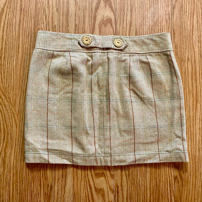 Fossil Tan Plaid Wool Blend Tweed Mini Skirt Womens 4