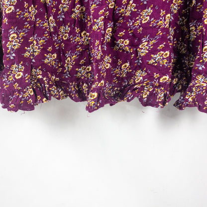 Suzanne Betro Purple Floral Boho Peasant Blouse Womens Large