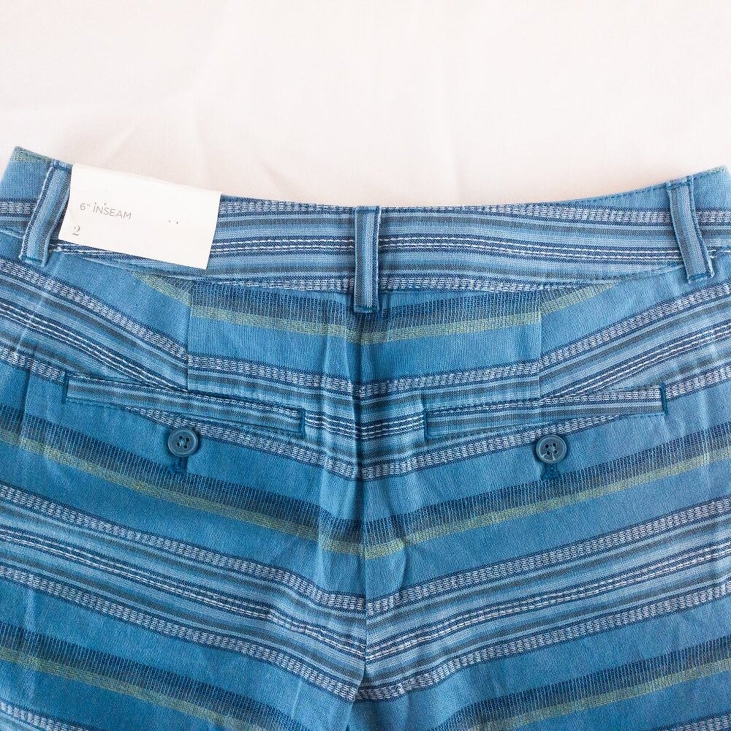 Ann Taylor LOFT Striped Blue Green White Mini Shorts Womens Size 2