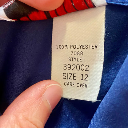 Judy Bond Vintage Blue Button-up Bow Blouse Womens 12 Petite
