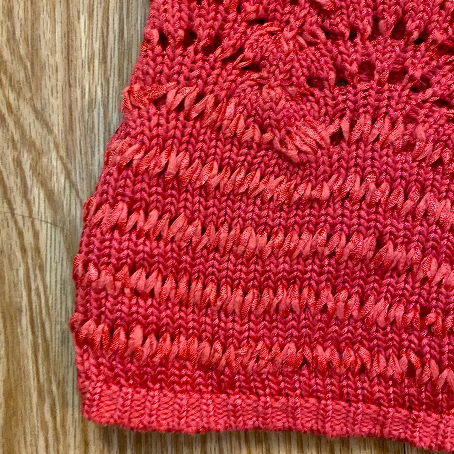 Chicos Bright Red Crochet Open Knit Sweater Top Womens 1 Medium