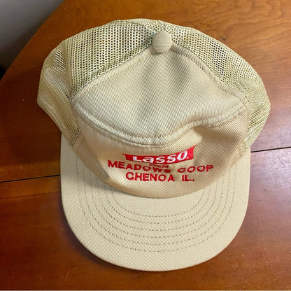 Swingster Vintage Lasso Dealer Illinois Tan Trucker Hat Unisex Mens One Size