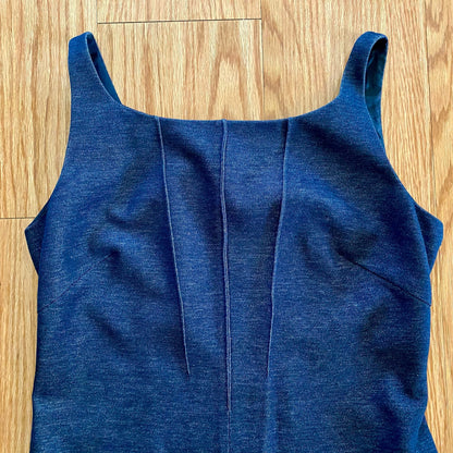 Les Copains BVM Spa Blue Denim Midi Sheath Dress Womens 10 US