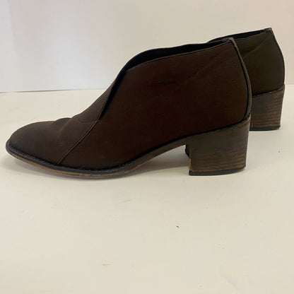 Larry Stuart Vintage Brown Knit Heel Ankle Booties Boots Womens 8