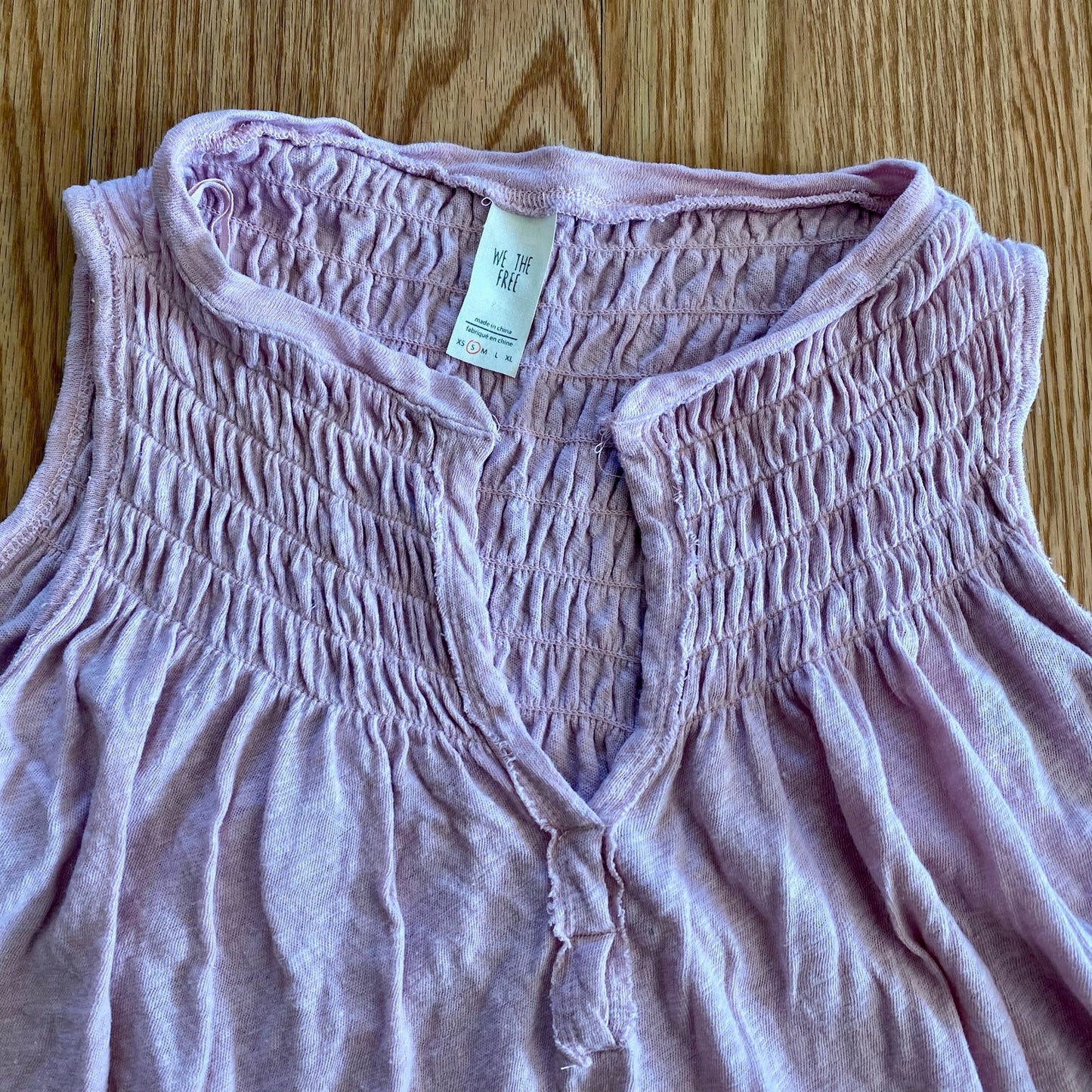 Free People New To Town Smocked Tank Top Blouse Pink Womens Small
