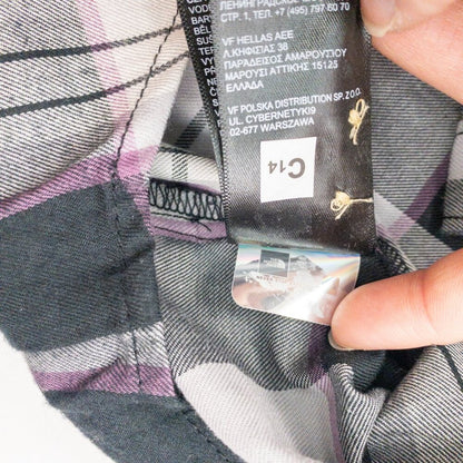 The North Face Berkeley Gray Plaid Organic Cotton Flannel Shirt Womens Medium