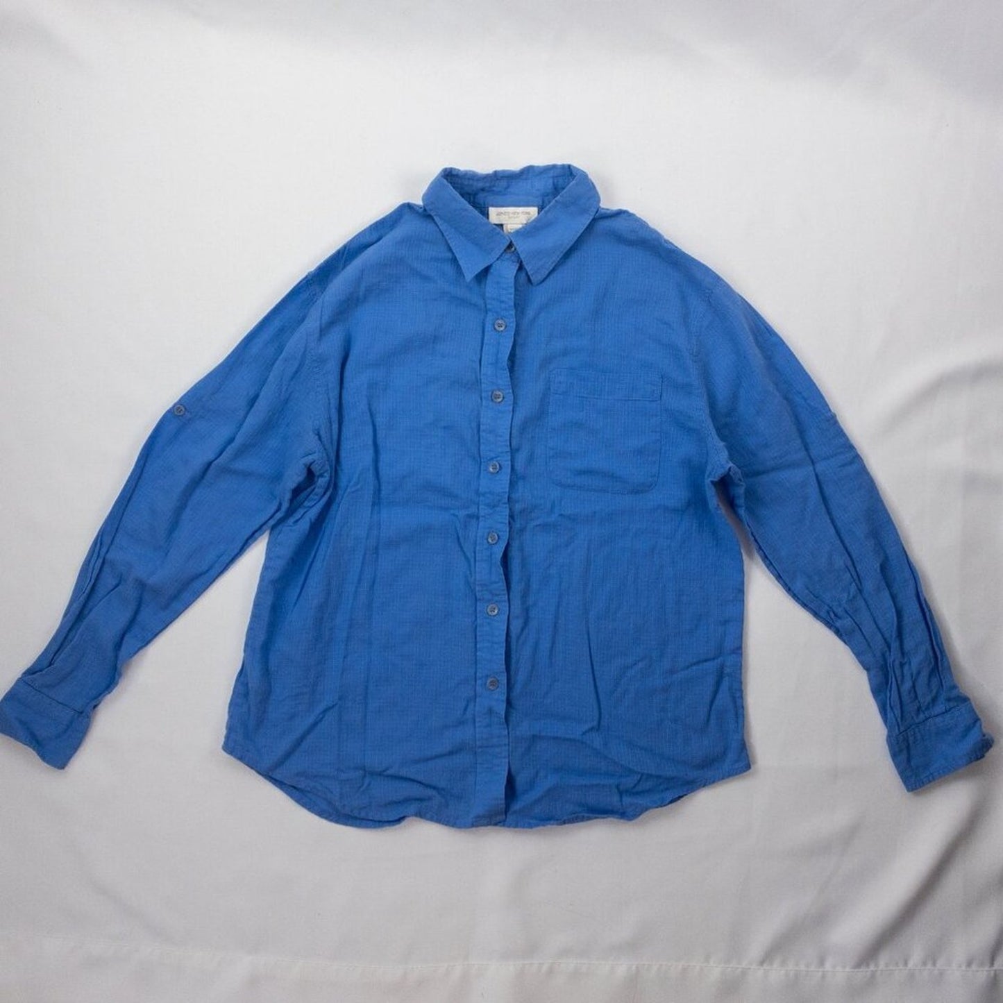 Jones New York Blue Cotton Button Down Shirt Womens Medium
