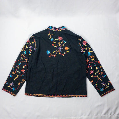 BFA Classics Black Embroidered Flower Jacket Womens Medium