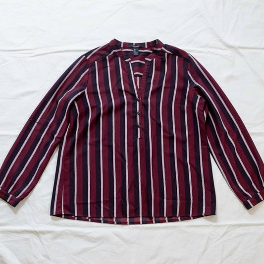Forever 21 Striped Red White Blouse Shirt Top Womens Medium