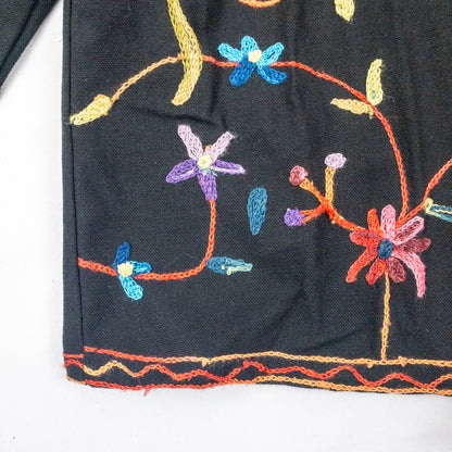 BFA Classics Black Embroidered Flower Jacket Womens Medium
