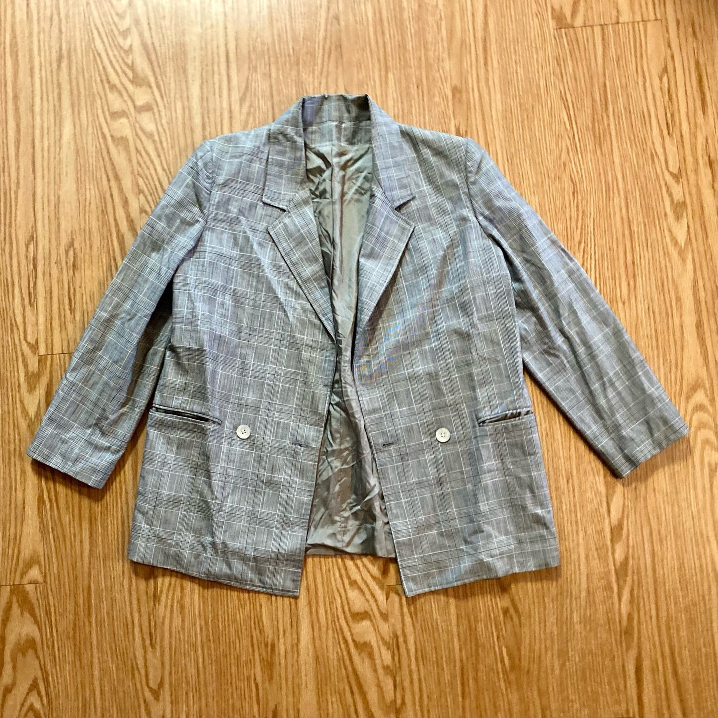WLBW Vintage Gray Stripe Oversized USA Made Blazer Womens 12 Large