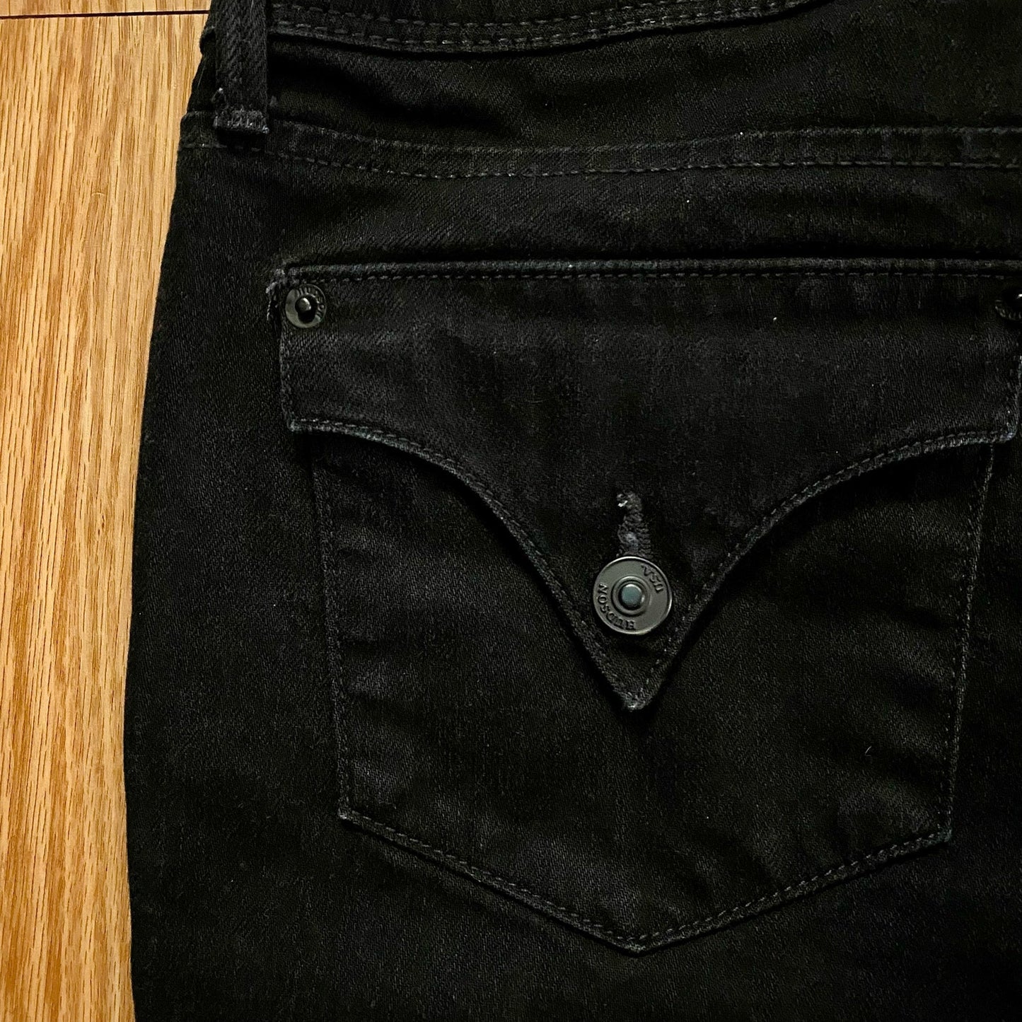 Hudson Collin Flap Skinny Jeans Black Mid Rise Womens 25
