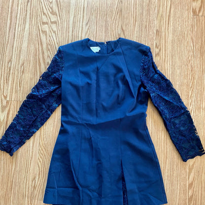 Talbots Sara Campbell Vintage Blue Lace Formal Evening Sheath Dress Womens 10