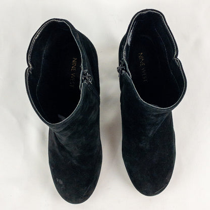 Nine West KerryLeeo Black Suede Button Ankle Booties Boots Womens 8.5