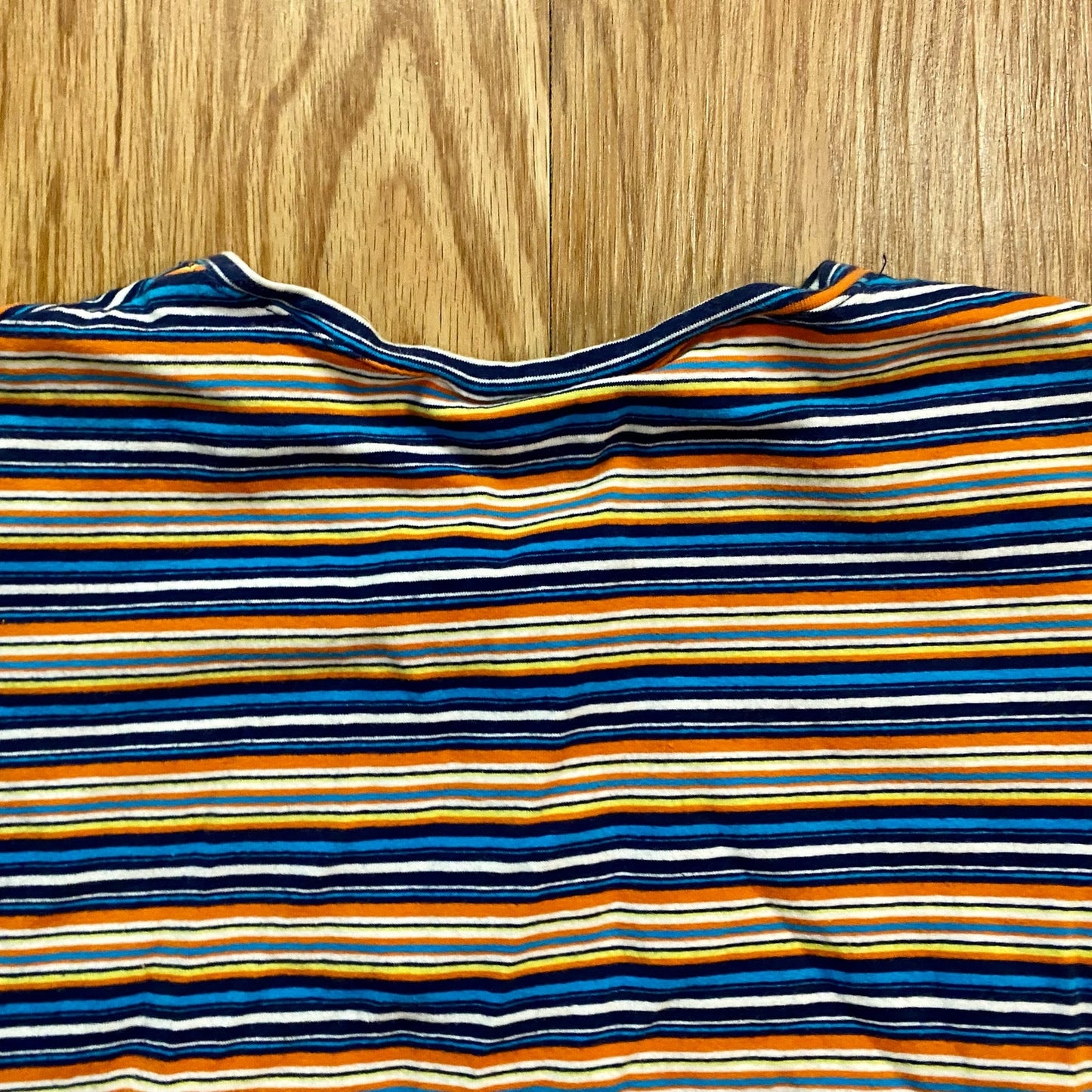 Guess Y2k Blue Orange Striped Cropped Tee Shirt Youth XLarge Womens Small/Medium