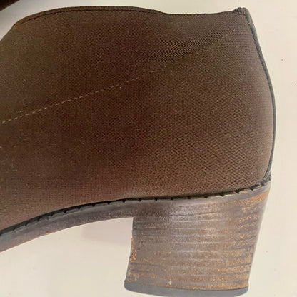 Larry Stuart Vintage Brown Knit Heel Ankle Booties Boots Womens 8