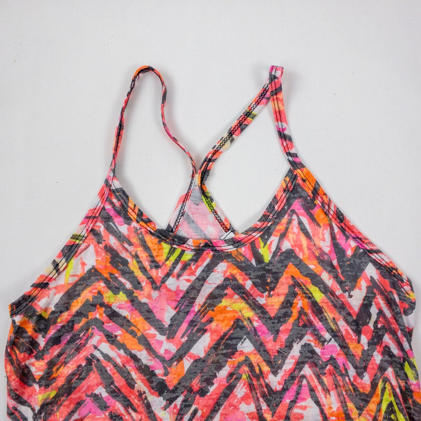 Delias Neon Pink Chevron Racerback Tank Top Womens Medium