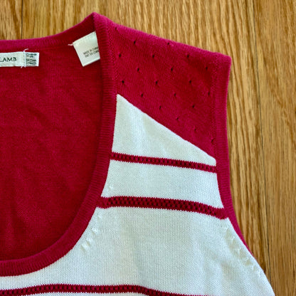 Vintage Green Lamb Y2K Pink & White Sleeveless Tank Top Womens 8 Medium
