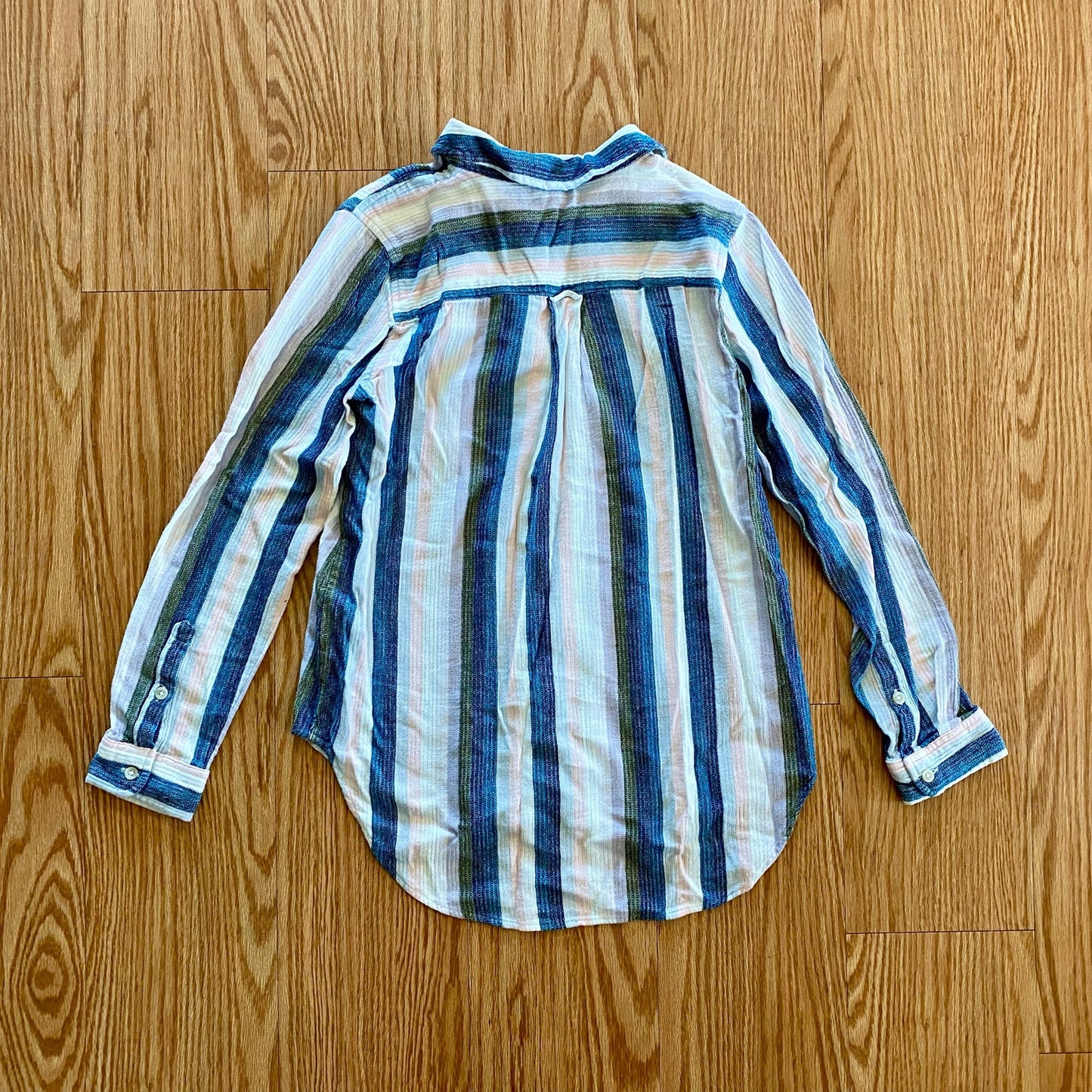 Sonoma Multicolor Striped Blue Cotton Button-up Shirt Blouse Womens Medium