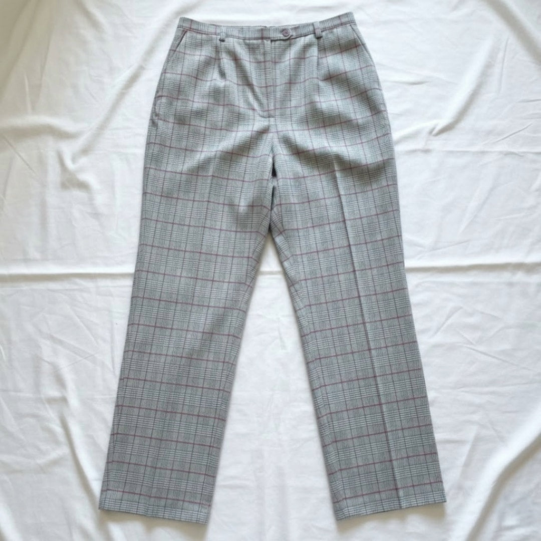 Sag Harbor Vintage Gray Plaid Straight Leg Trousers Pants Womens 12 / 14 Large