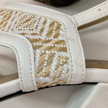 LifeStride Luna White Woven Raffia Heeled Sandals Womens 8.5