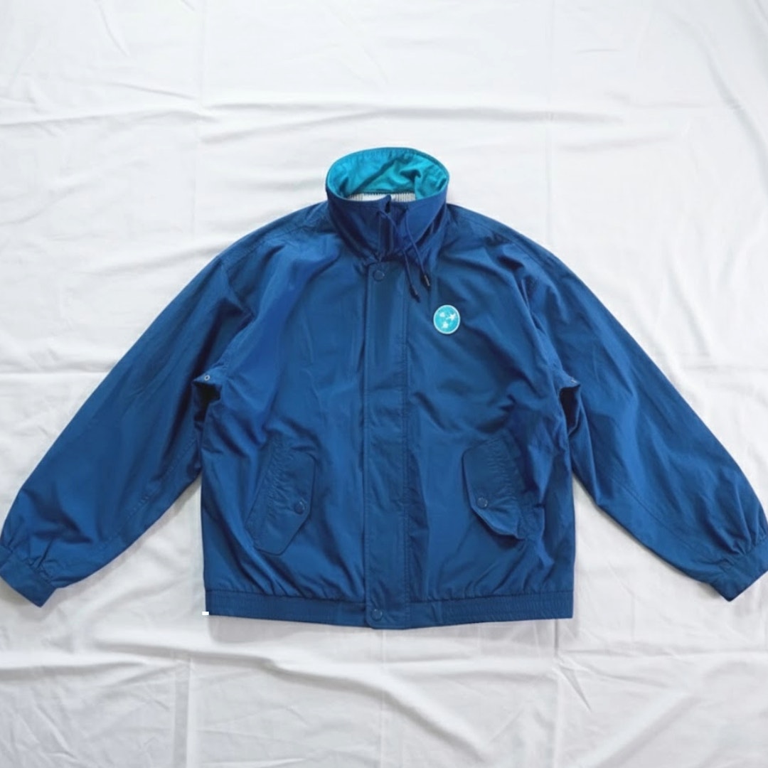 Castaways Vintage Blue Nautical Stripe Windbreaker Jacket Unisex Mens XLarge