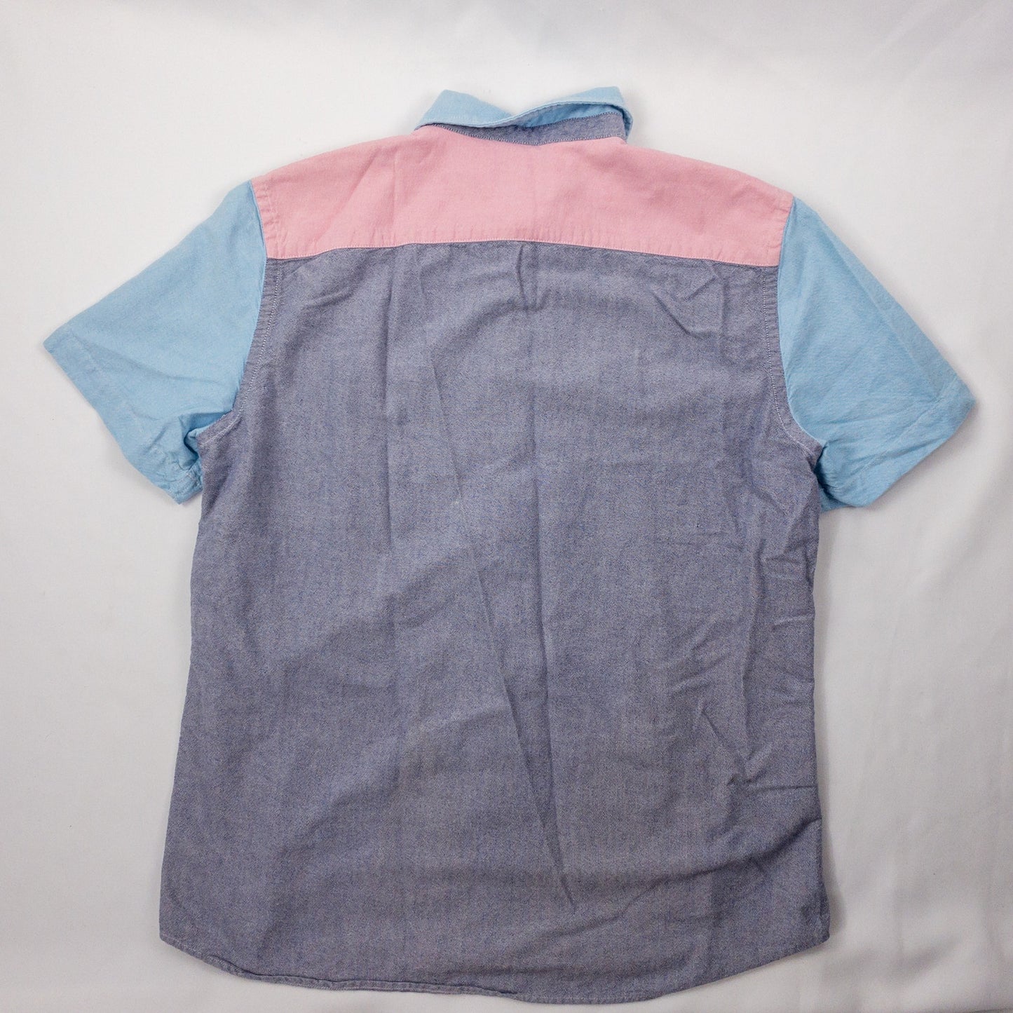 American Eagle Slim Fit Colorblock Pink Blue Button Shirt Mens Medium