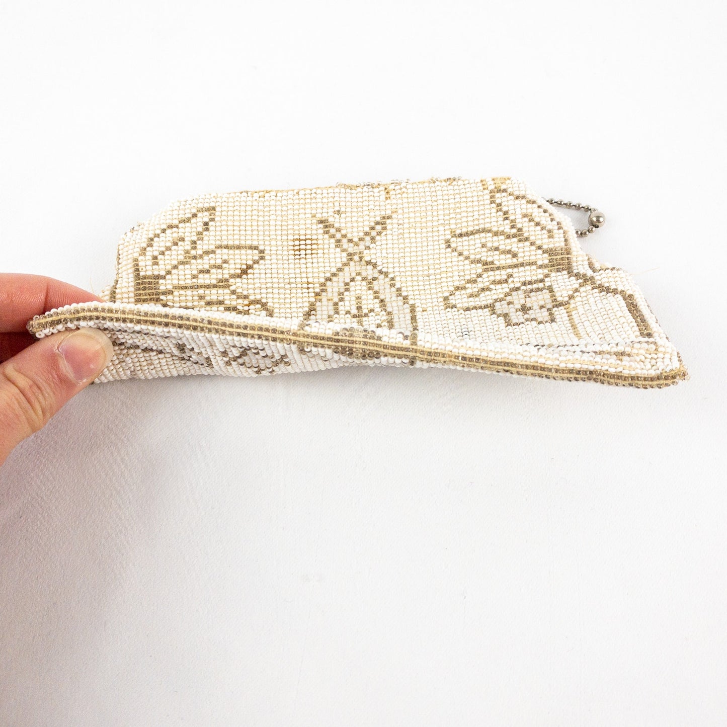Vintage Handmade White Czechoslovakian Art Deco Beaded Clutch Women One Size