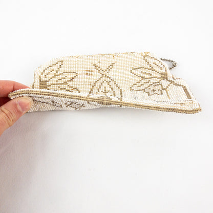 Vintage Handmade White Czechoslovakian Art Deco Beaded Clutch Women One Size