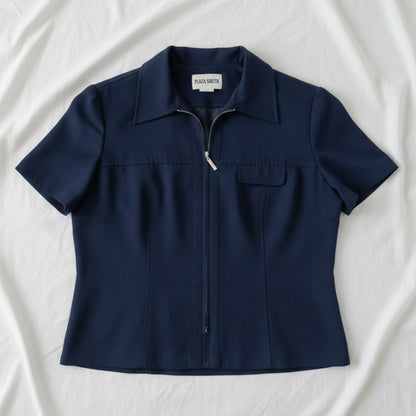 Plaza South Vintage Blue Zip Bomber Shacket Womens 10 Medium