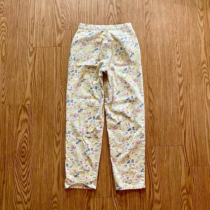 Coldwater Creek Vintage Yellow Pastel Floral Pants Jeans Womens 8
