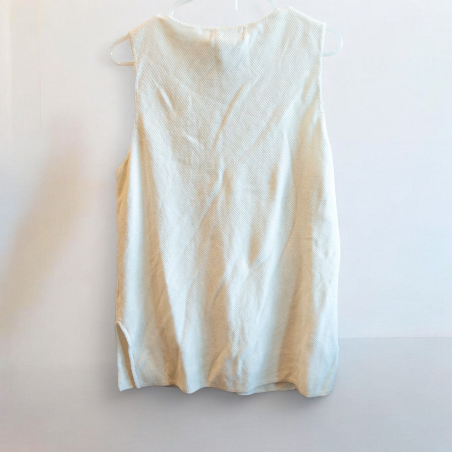 White Worlds Apart vintage cotton vest with button front on hanger image 6