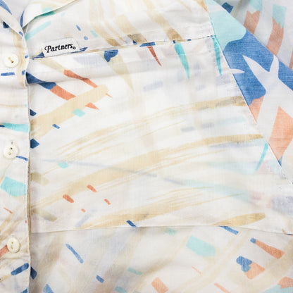 Partners Vintage Hawaiian Blue White Shirt Mens Medium Unisex Womens Large