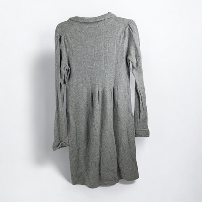 Boden gray cashmere sweater dress womens size 10 front and back views with close-ups of cowl neck and cuff details image 4