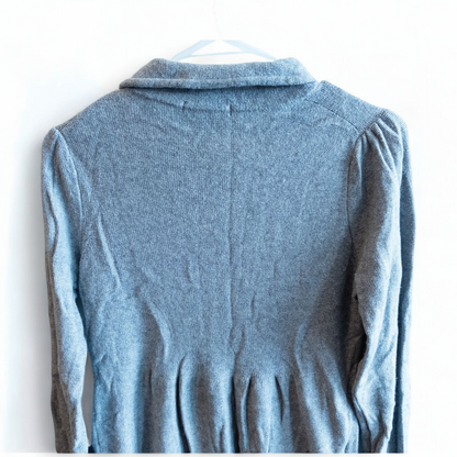 Boden gray cashmere sweater dress womens size 10 front and back views with close-ups of cowl neck and cuff details image 6