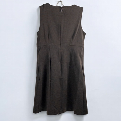 MICHAEL Michael Kors brown sleeveless dress with gold chain detail and back zipper closure on hanger image 4