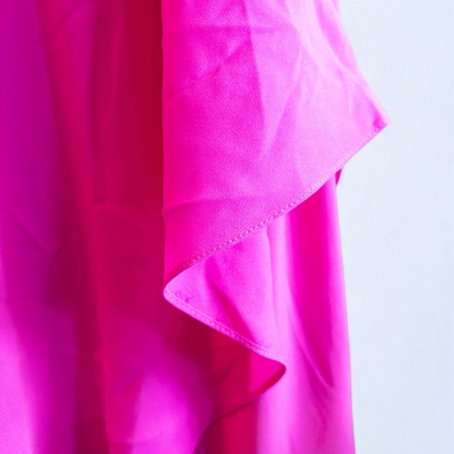 Joseph Ribkoff pink sleeveless dress with asymmetrical layered detail and back zipper on hanger image 4