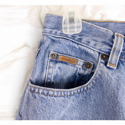 Eddie Bauer vintage blue denim capri pants with cuffed hems and five-pocket styling image 3