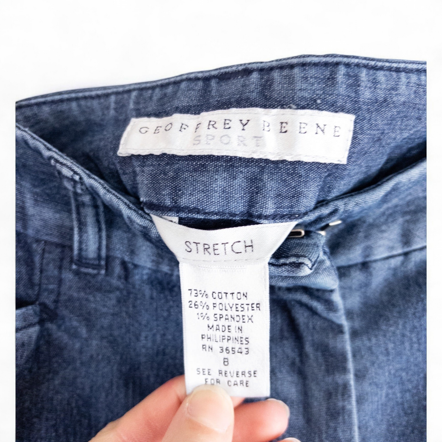 Geoffrey Beene Sport women's blue cropped jeans size 8 medium shown front back and close details image 10