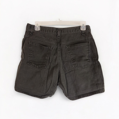 Faded Glory vintage black denim relaxed fit jean shorts womens size 12 front and back view on hanger image 6