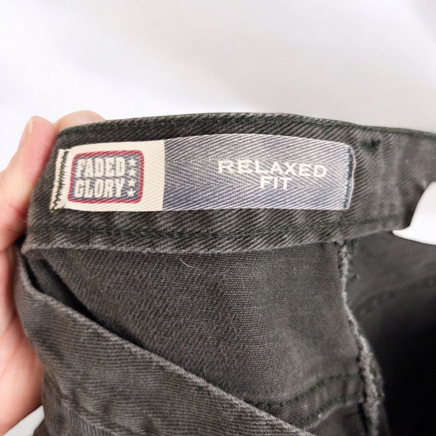 Faded Glory vintage black denim relaxed fit jean shorts womens size 12 front and back view on hanger image 7